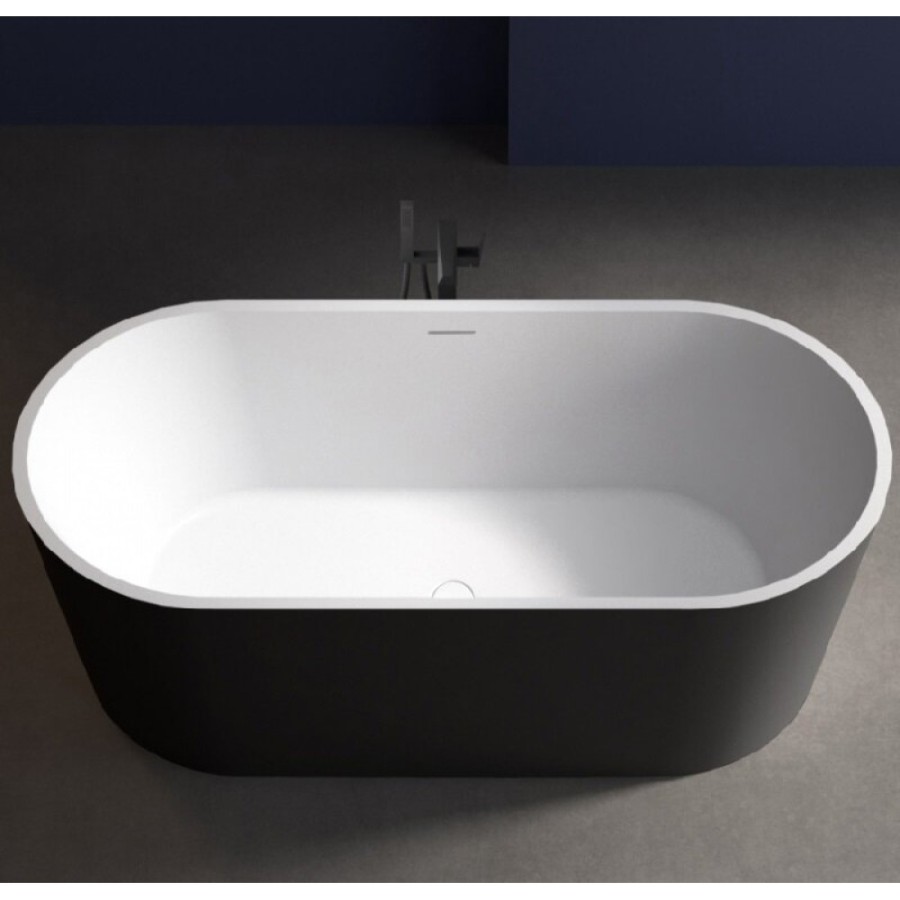 Ванна акриловая Abber 170 х 80 x 60 см, отдельностоящая, цвет белый, внешняя панель черная матовая, AB9209MB