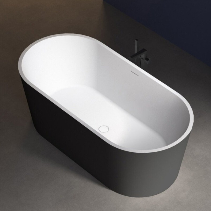 Ванна акриловая Abber 170 х 80 x 60 см, отдельностоящая, цвет белый, внешняя панель черная матовая, AB9209MB