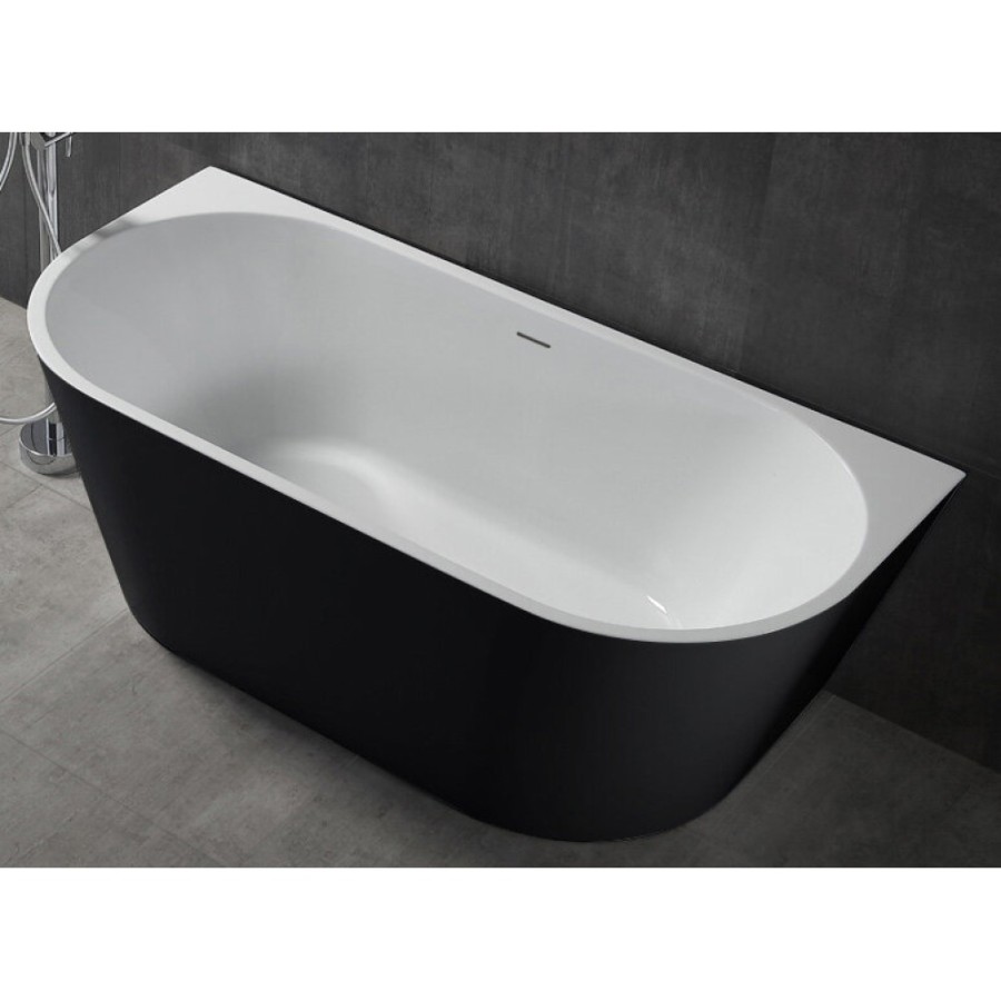Ванна акриловая Abber 170 х 80 x 60 см, цвет белый, внешняя панель черная матовая, AB9216-1.7MB