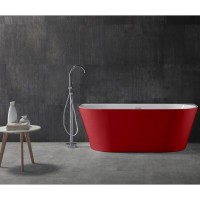 Ванна акриловая Abber 170 х 80 x 60 см, цвет белый, внешняя панель красная, AB9216-1.7R