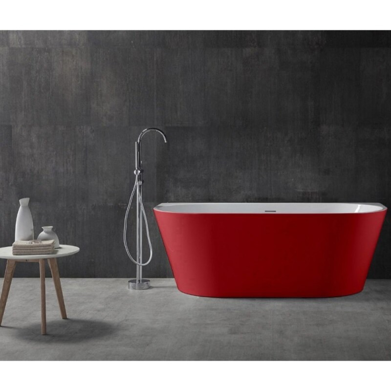 Ванна акриловая Abber 170 х 80 x 60 см, цвет белый, внешняя панель красная, AB9216-1.7R