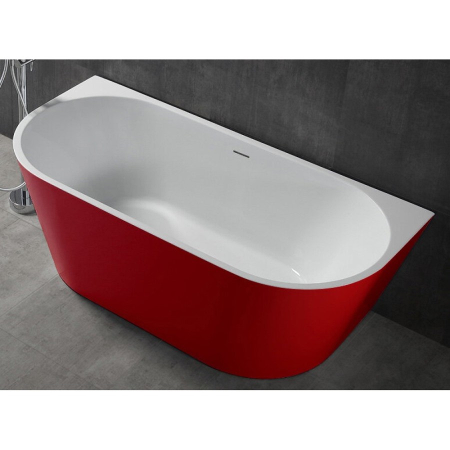 Ванна акриловая Abber 170 х 80 x 60 см, цвет белый, внешняя панель красная, AB9216-1.7R