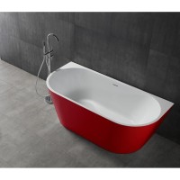 Ванна акриловая Abber 170 х 80 x 60 см, цвет белый, внешняя панель красная, AB9216-1.7R
