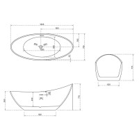 Ванна акриловая Abber AB9233G 184 х 79 x 77 см без гидромассажа, отдельностоящая, серая