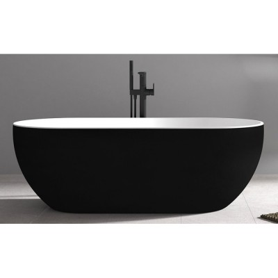 Ванна акриловая Abber AB9241MB 170 x 80 см овальная, черный матовый