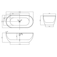 Ванна акриловая Abber AB9241MB 170 x 80 см овальная, черный матовый