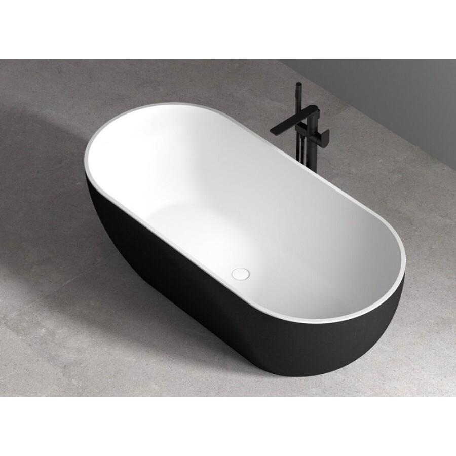 Ванна акриловая Abber AB9241MB 170 x 80 см овальная, черный матовый