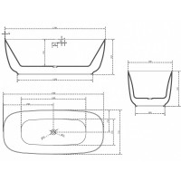 Ванна акриловая Abber 170 х 75 x 60 см, отдельностоящая, белая, AB9260