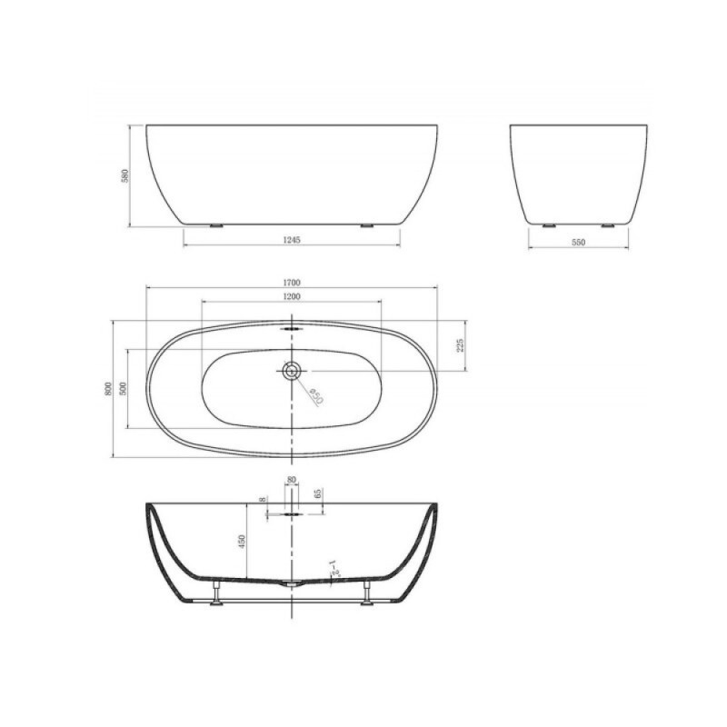 Ванна акриловая Abber AB9265-1.7 белая 170 x 80 см