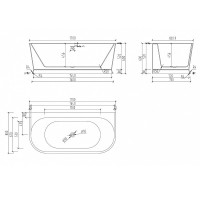 Ванна акриловая Abber 170 х 80 x 60 см, белая, AB9276
