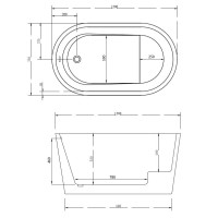 Ванна акриловая Abber AB9277 130 х 75 x 63 см без гидромассажа, отдельностоящая, белая