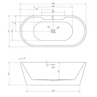 Ванна акриловая Abber AB9299-1.5 150 x 80 см овальная, белый