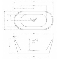 Ванна акриловая Abber 160 х 75 x 60 см, отдельностоящая, белая, AB9320-1.6