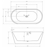 Ванна акриловая Abber 150 х 75 x 60 см, отдельностоящая, белая, AB9320-1.5