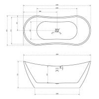 Ванна акриловая Abber 180 х 80 x 72 см, отдельностоящая, белая, AB9322