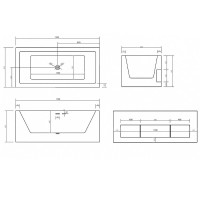 Ванна акриловая Abber 170 х 80 x 63.5 см, отдельностоящая, белая, AB9339-1.7