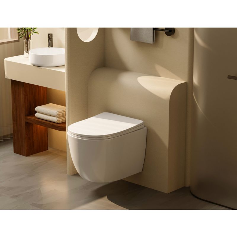 Унитаз ABBER Bequem AC1100T подвесной белый, безободковый, смыв торнадо