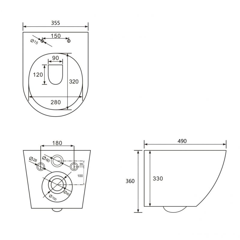 Унитаз ABBER Bequem AC1100T подвесной белый, безободковый, смыв торнадо