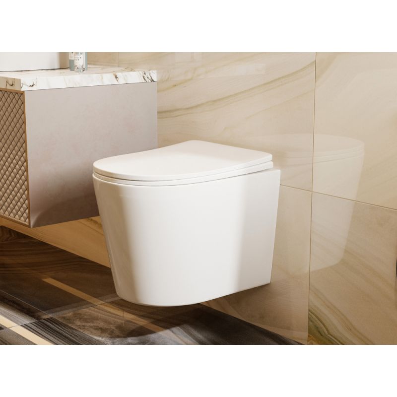 Унитаз ABBER Bequem AC1102T подвесной белый, безободковый, смыв торнадо