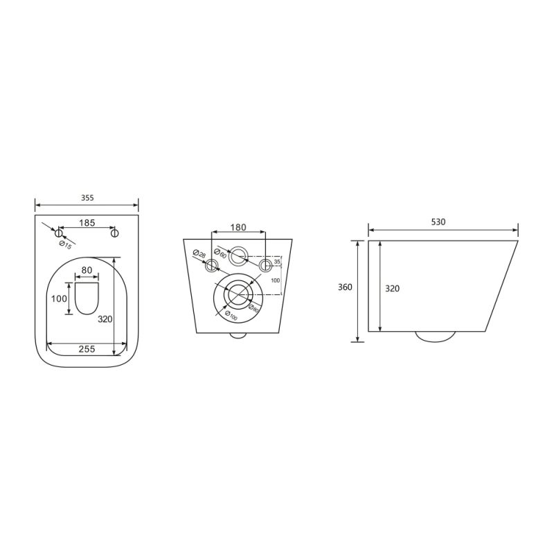 Унитаз ABBER Rechteck AC1201MW подвесной белый матовый, безободковый