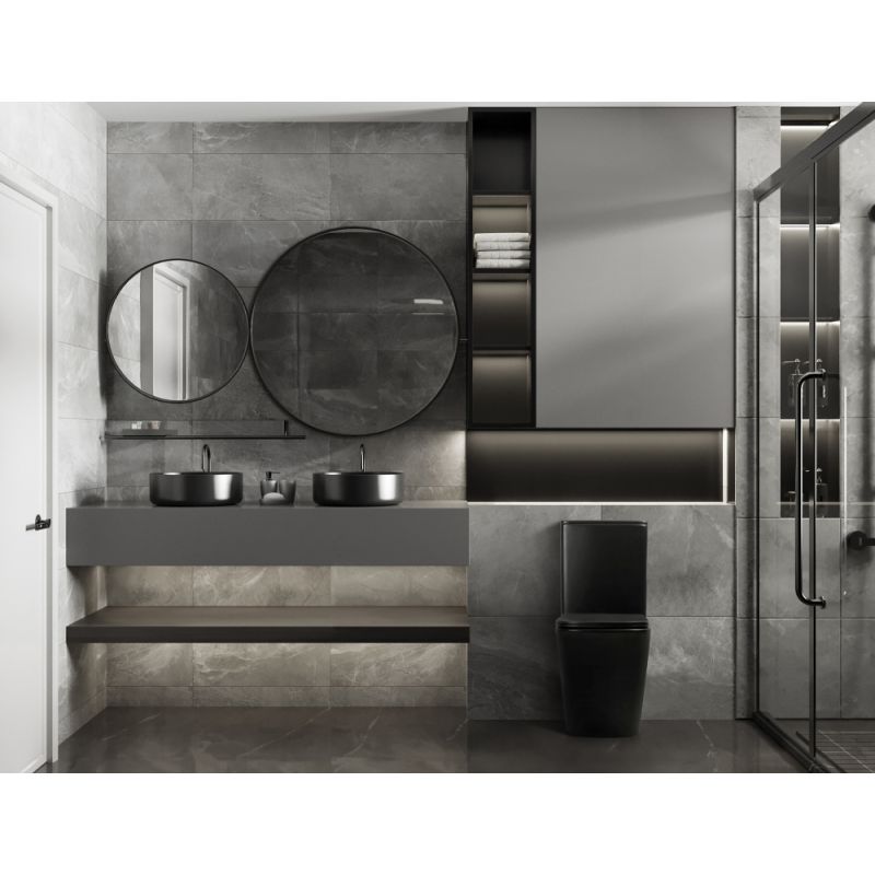 Унитаз ABBER Rechteck AC1210TMB компакт черный матовый, безободковый, смыв торнадо