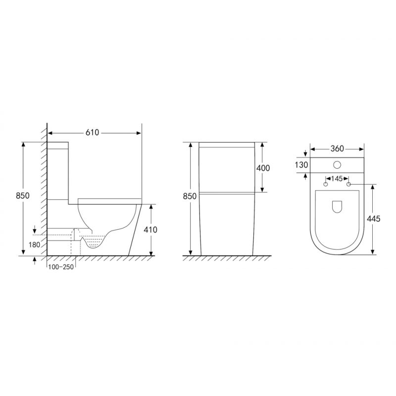 Унитаз ABBER Bequem AC1112TMB компакт черный матовый, безободковый, смыв торнадо