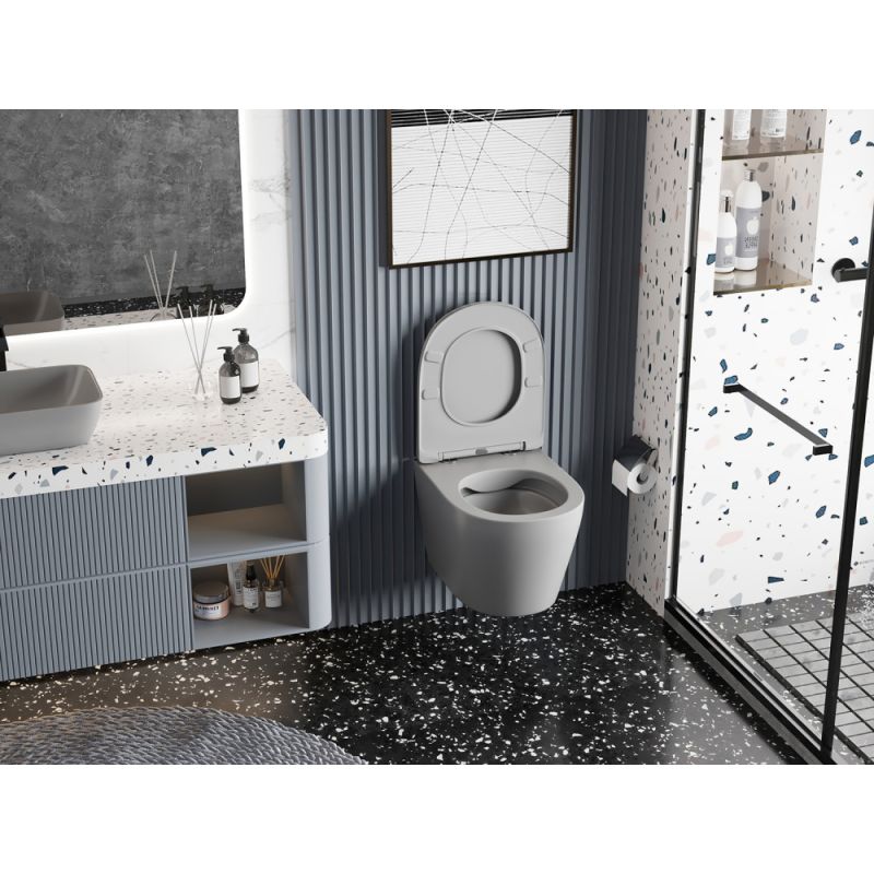 Унитаз ABBER Bequem AC1102MG подвесной серый матовый, безободковый