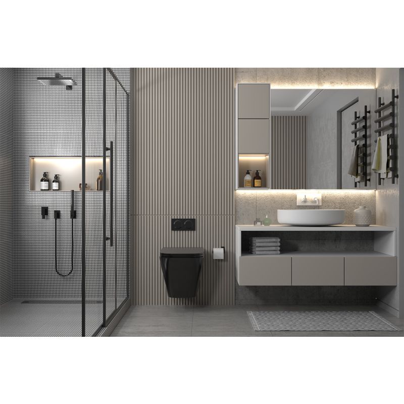 Унитаз ABBER Rechteck AC1201MB подвесной черный матовый, безободковый