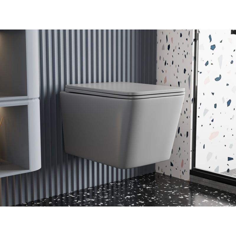 Унитаз ABBER Rechteck AC1201MG подвесной серый матовый, безободковый