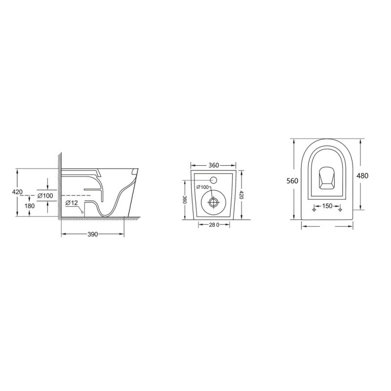 Унитаз ABBER Bequem AC1113 приставной белый, безободковый