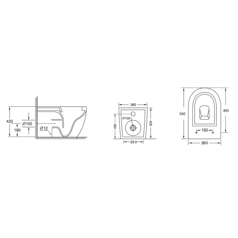 Унитаз ABBER Bequem AC1111 приставной белый, безободковый