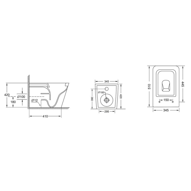 Унитаз ABBER Rechteck AC1211 приставной белый, безободковый