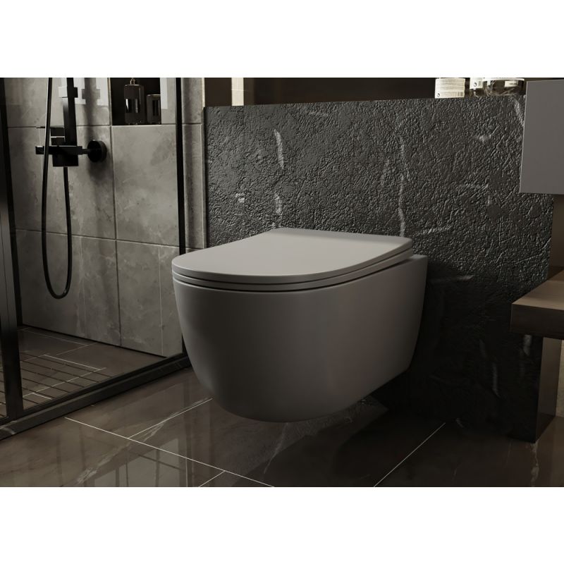 Унитаз ABBER Bequem AC1104MG подвесной серый матовый, безободковый