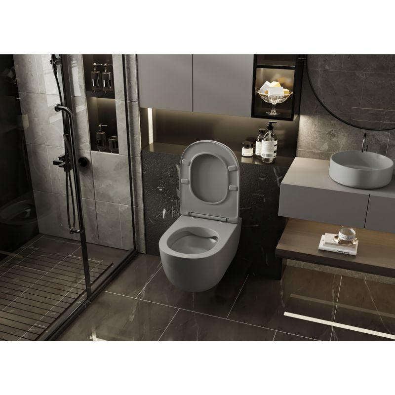 Унитаз ABBER Bequem AC1104MG подвесной серый матовый, безободковый