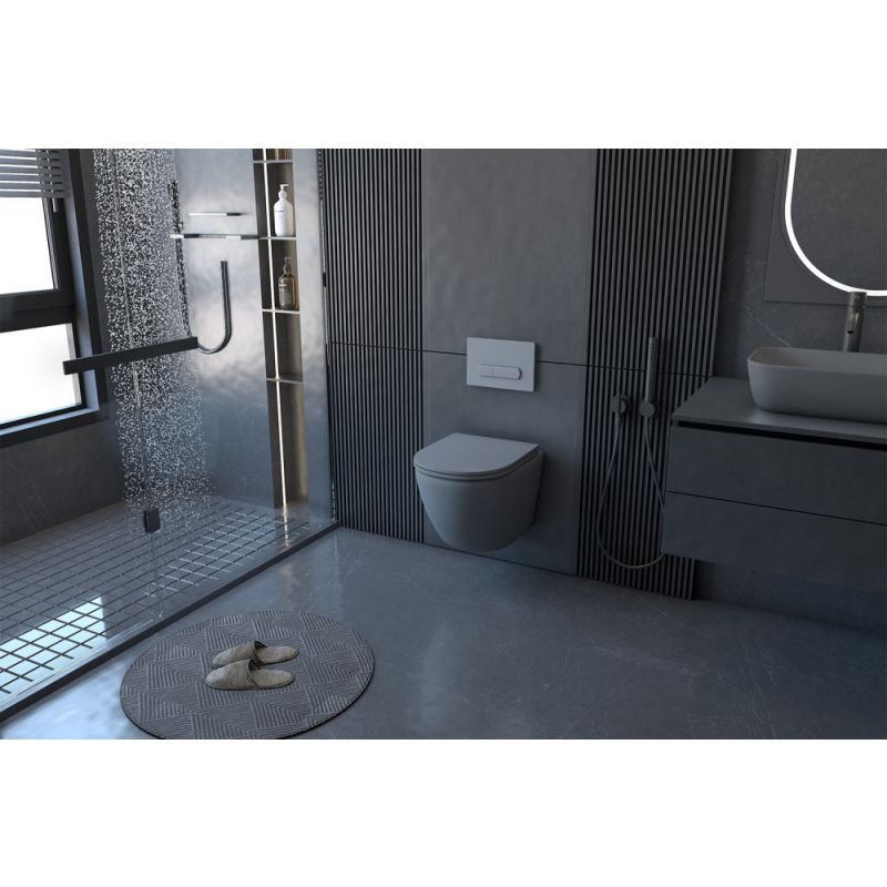 Унитаз ABBER Bequem AC1101MG подвесной серый матовый, безободковый