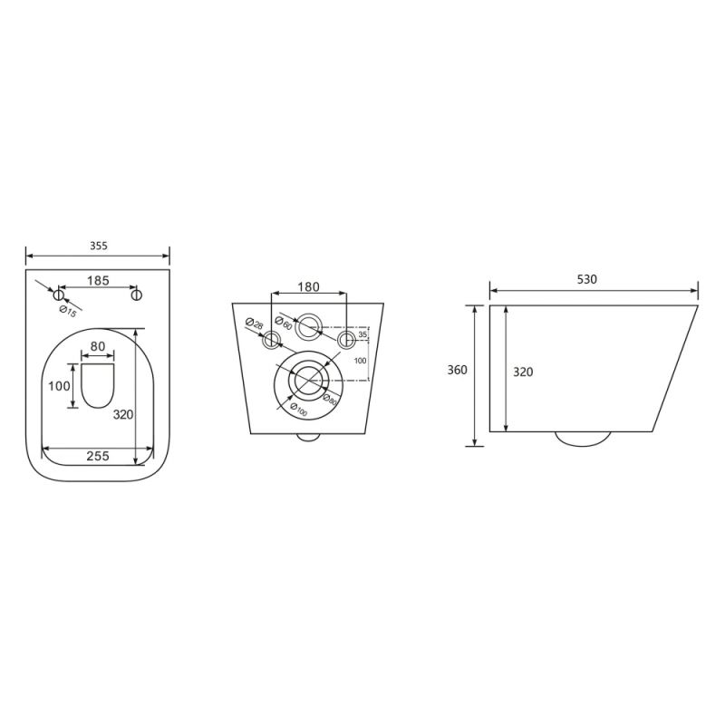 Унитаз ABBER Rechteck AC1201 подвесной белый, безободковый
