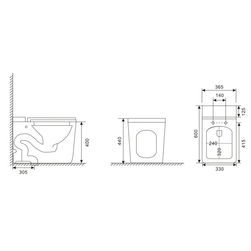 Унитаз ABBER Rechteck AC1212P приставной белый с импульсным смывом