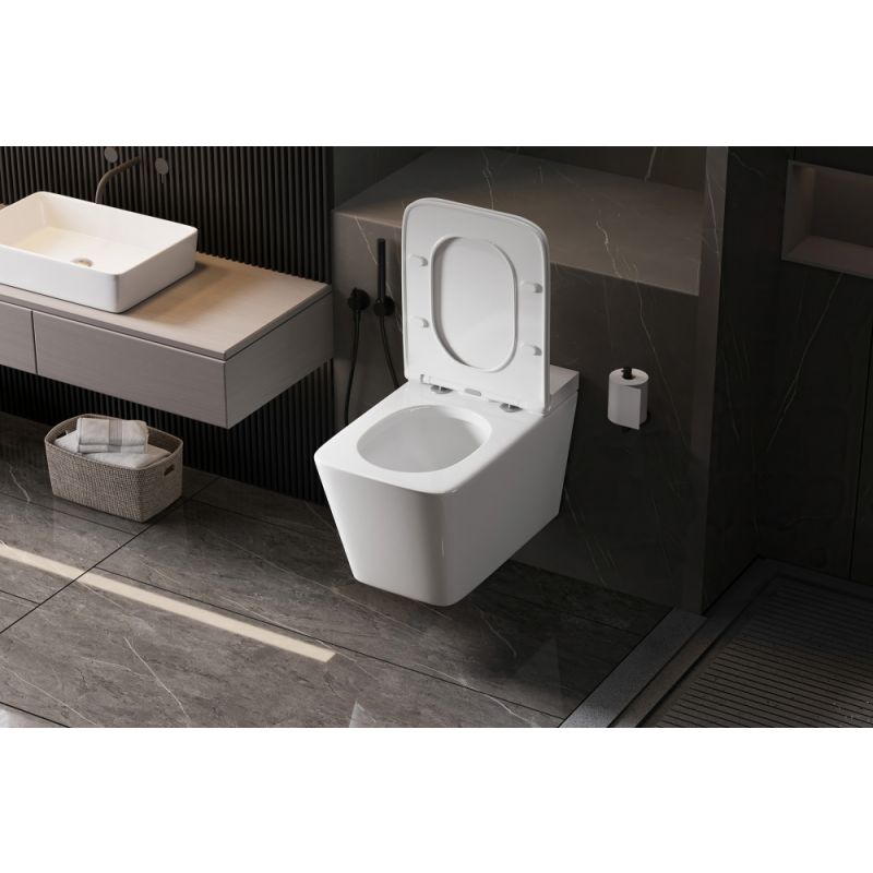 Унитаз ABBER Rechteck AC1202P подвесной белый с импульсным смывом