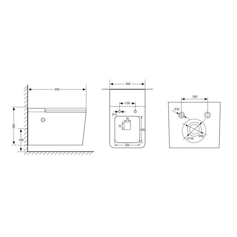 Унитаз ABBER Rechteck AC1202P подвесной белый с импульсным смывом