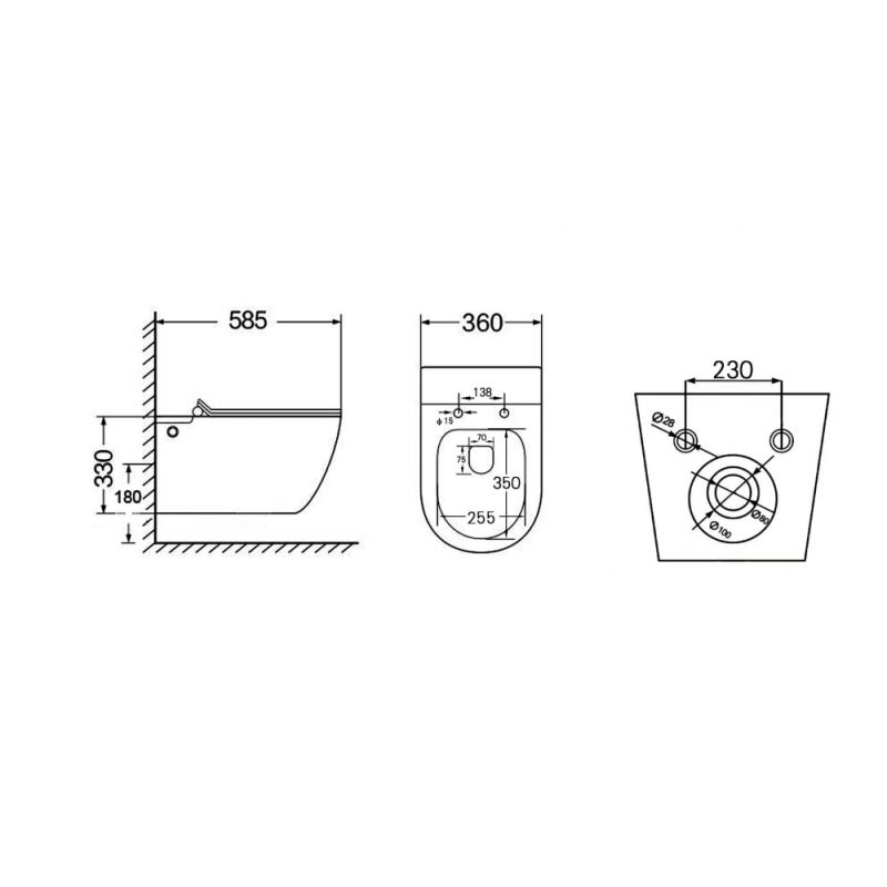 Унитаз ABBER Bequem AC1105P подвесной белый с импульсным смывом