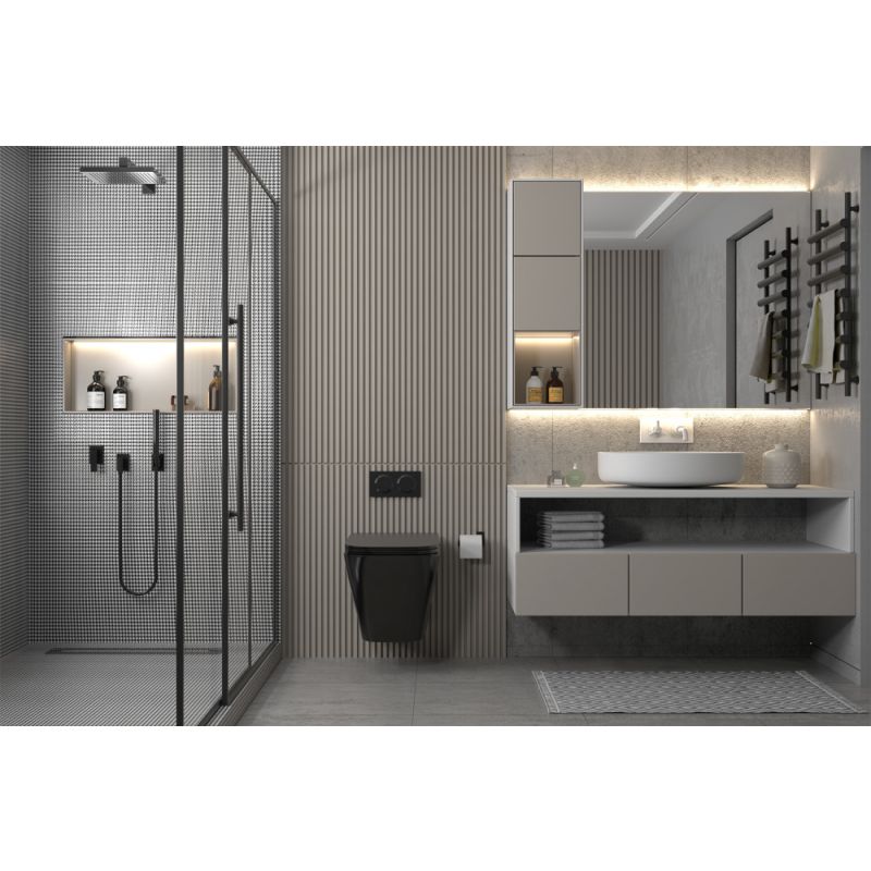 Унитаз ABBER Rechteck AC1200MB подвесной черный матовый, безободковый