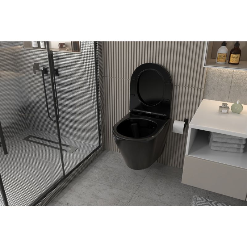 Унитаз ABBER Bequem AC1102MB подвесной черный матовый, безободковый