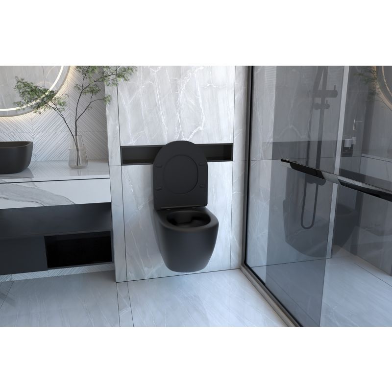 Унитаз ABBER BEQUEM AC1100MB подвесной черный матовый, безободковый