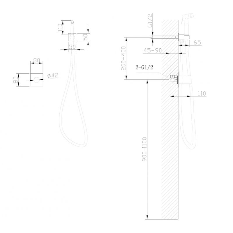 Гигиенический душ со смесителем Abber Rund AF8725 Хром