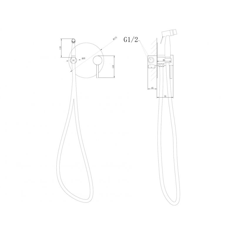 Гигиенический душ со смесителем Abber Emotion AF8826B Черный матовый