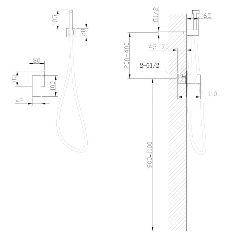 Гигиенический душ со смесителем Abber Daheim AF8225B Черный матовый