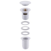 Донный клапан ABBER AF0010W с переливом, клик-клак, белый