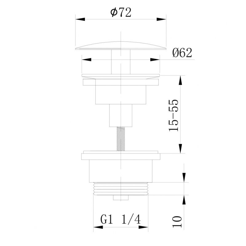 Донный клапан ABBER AF0012W без перелива, фиксированный, белый