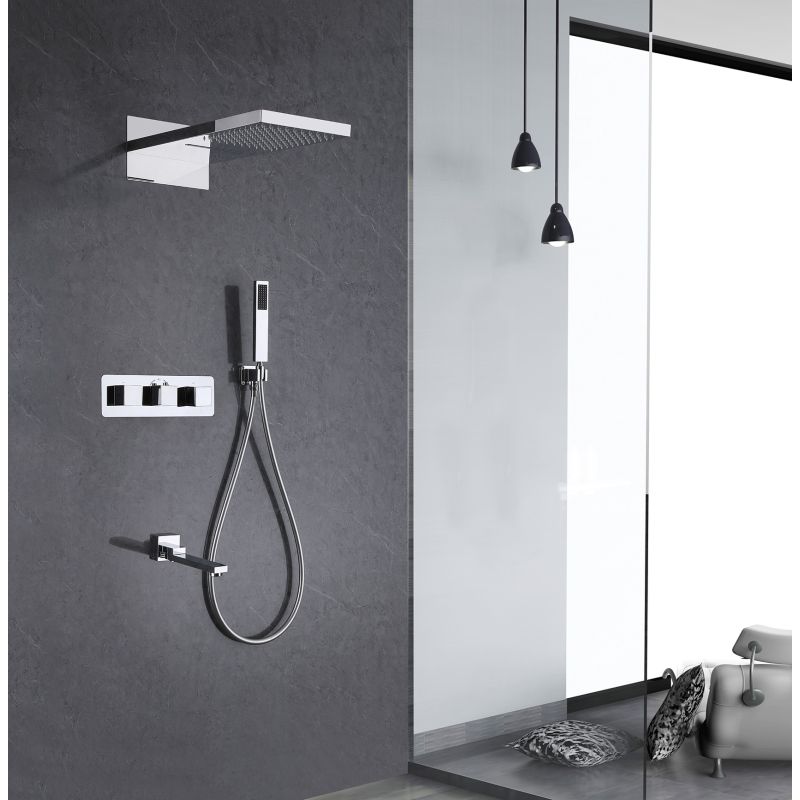 Душевая система ABBER Daheim AF8253 скрытого монтажа с изливом, термостат, хром