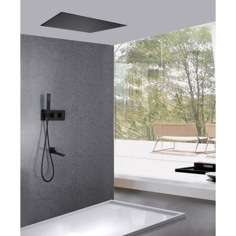 Душевая система ABBER Daheim AF8254B скрытого монтажа с изливом, термостат, черная матовая